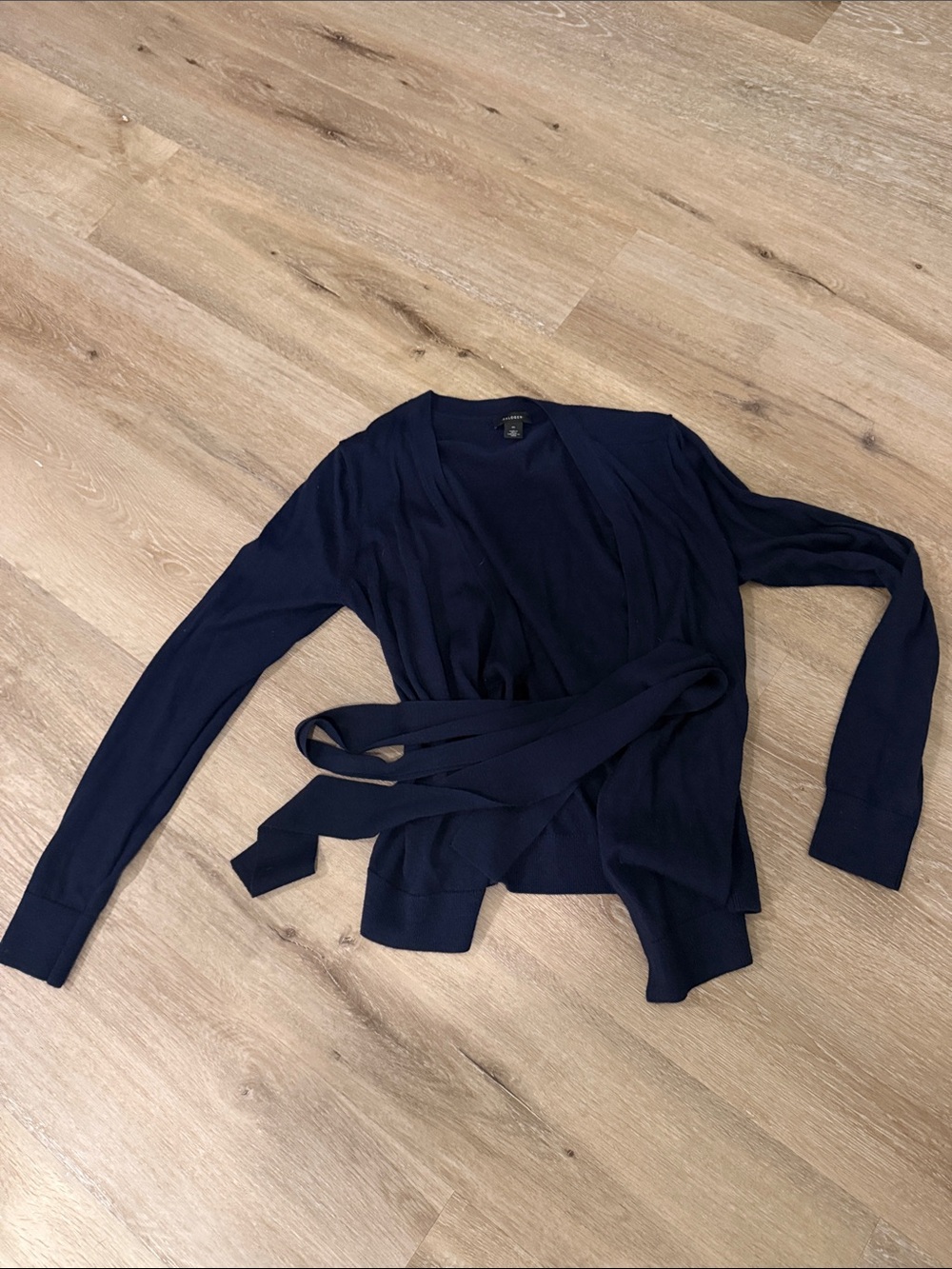 Halogen Navy Wrap Cardigan with Self-Tie
